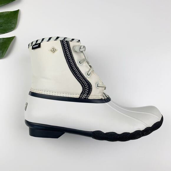 Sperry Duck Boots Saltwater Bionic Rain Outdoors Off White Sustainable Women's 7 - Picture 8 of 13
